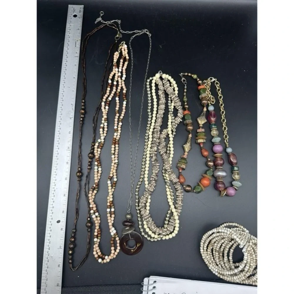 Vintage Lot Necklaces Robert Rose‎ Wood Boho Ethnic Stone Beaded Bronze Tone